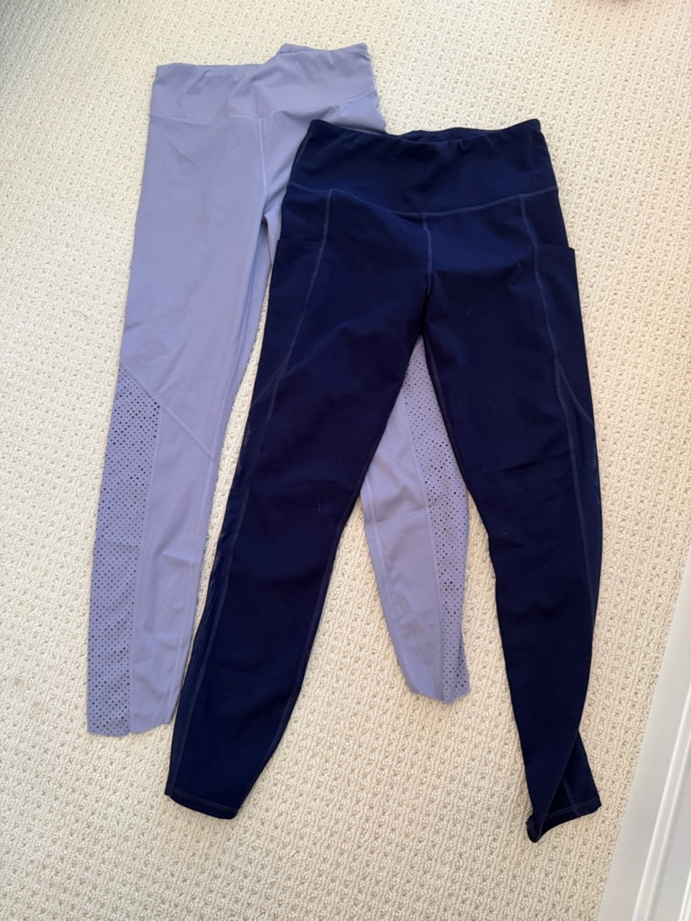 Two Pair of Varley Leggings- Blue and Light Purple